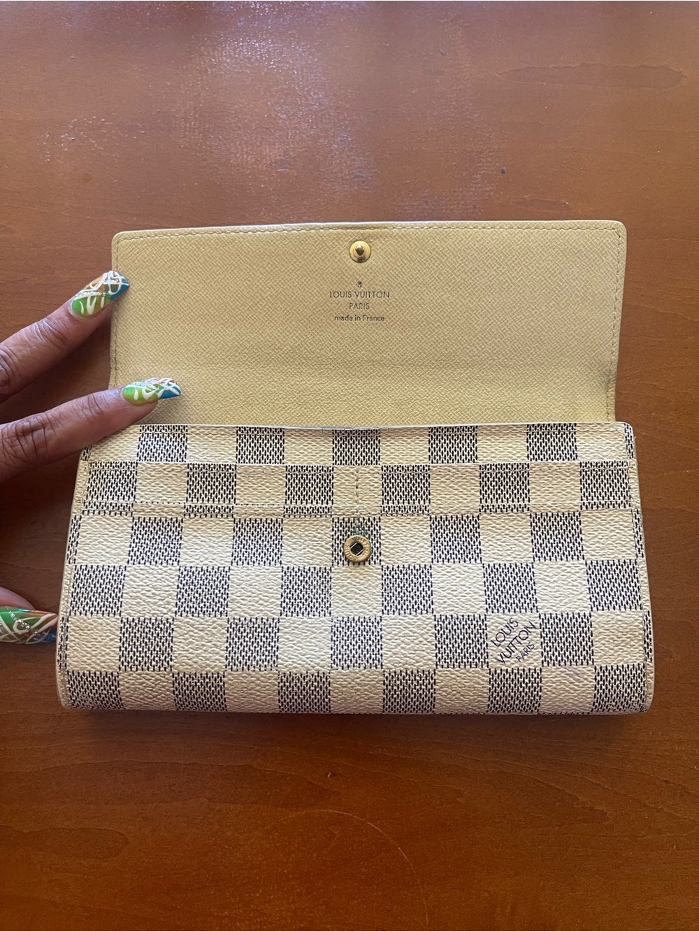 Authentic Louis Vuitton Damier Azur Check Wallet in White & Light Blue